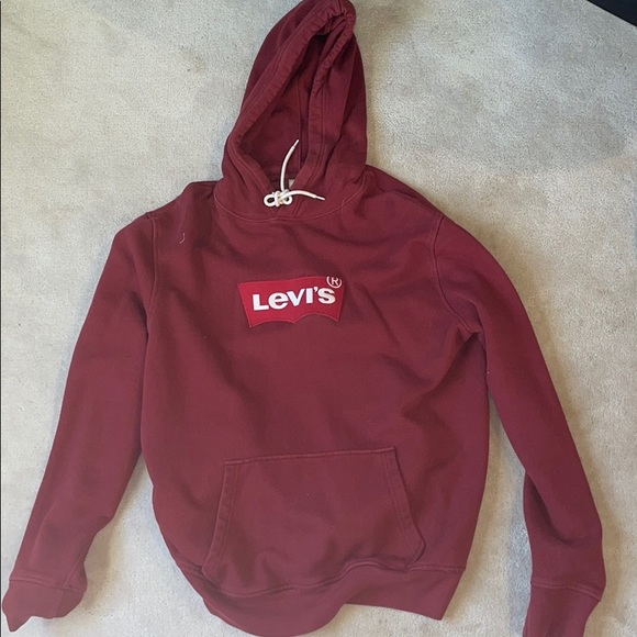Levi’s Maroon Box Logo Hoodie - Picture 1 of 3